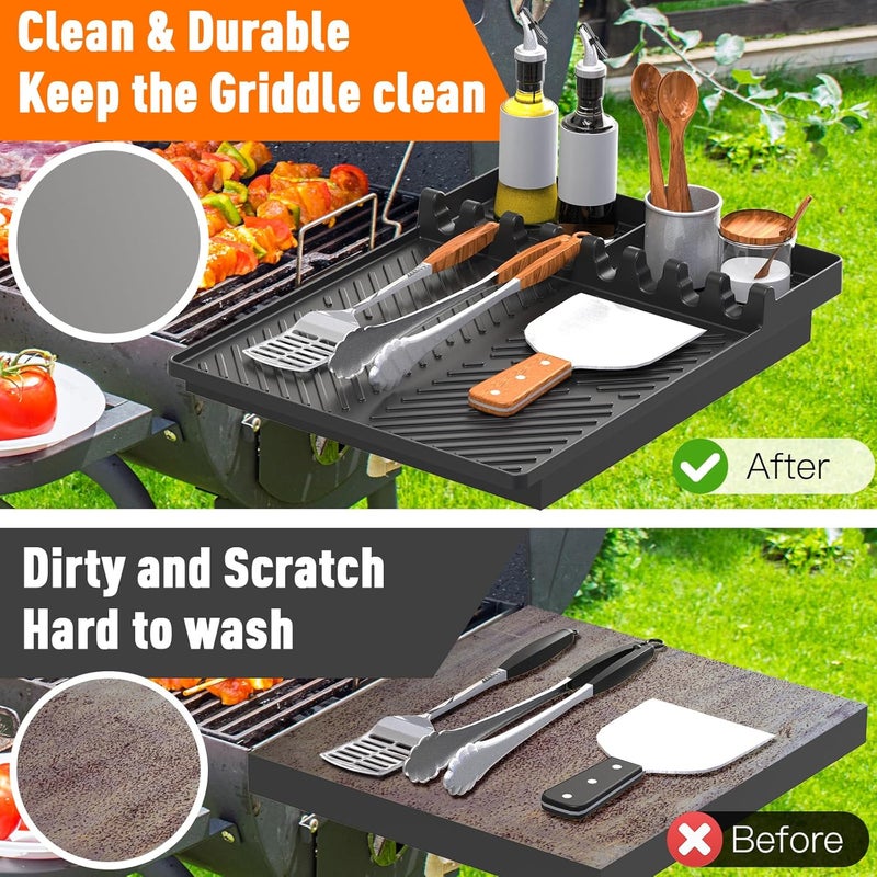 lanlw Silicone Grill Mat Compatible with Blackstone, Silicone Griddle Tools with Drip Pad, Spatula Mat for Outdoor Grill Kitchen Counter (Black) - Image 4